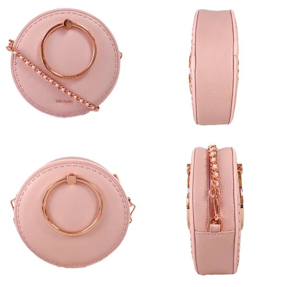 Ted Baker Maddie Stab Stitch Circle Leather Womens Light Pink Crossbody Bag NWT - Picture 5 of 11